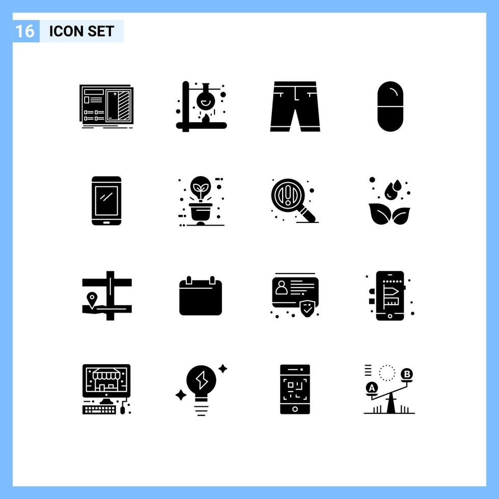 Pictogram Set of 16 Simple Solid Glyphs of sport dope laboratory shorts clothing Editable Vector Design Elements