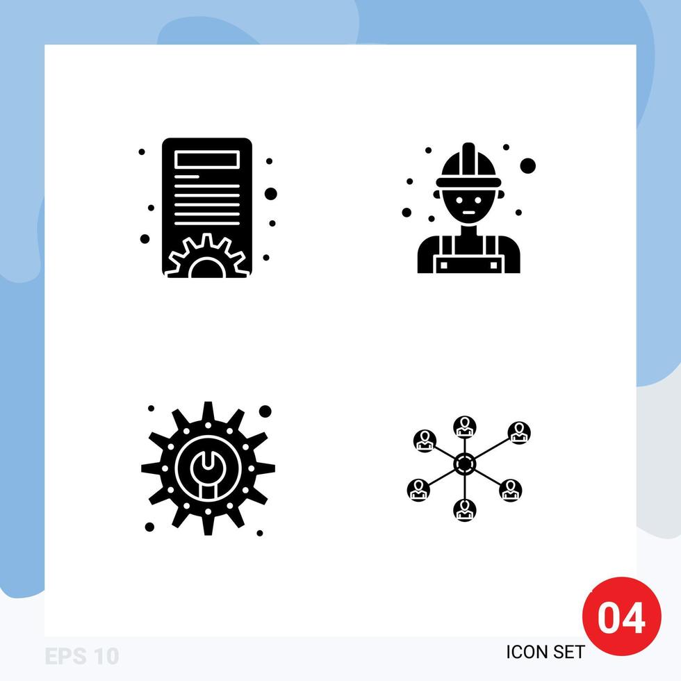 4 Creative Icons Modern Signs and Symbols of content management maintenance carpenter worker internet Editable Vector Design Elements