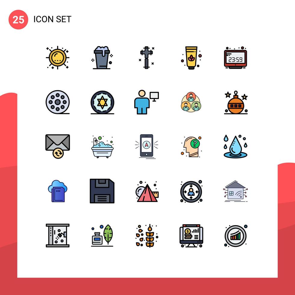 25 iconos creativos signos y símbolos modernos de reloj de computadora crema limpiadora pascua elementos de diseño vectorial editables vector