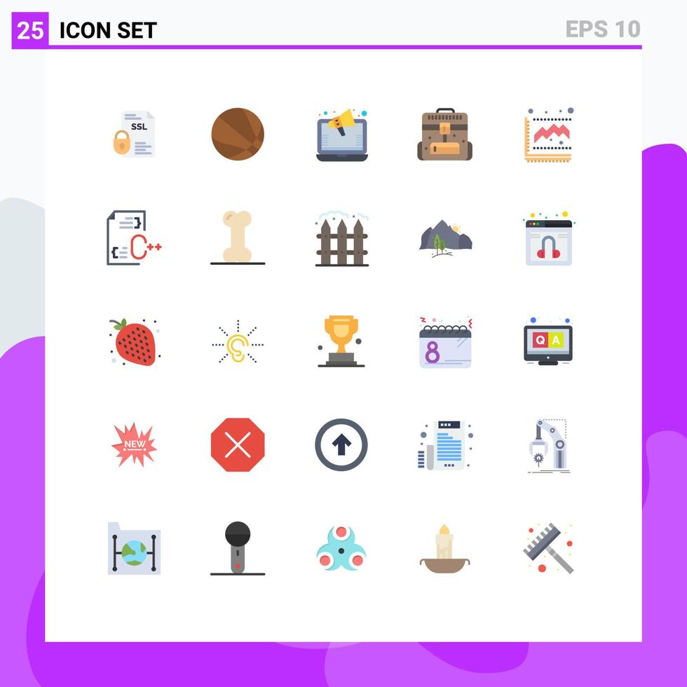 Stock Vector Icon Pack of 25 Line Signs and Symbols for graph travel ads office briefcase Editable Vector Design Elements