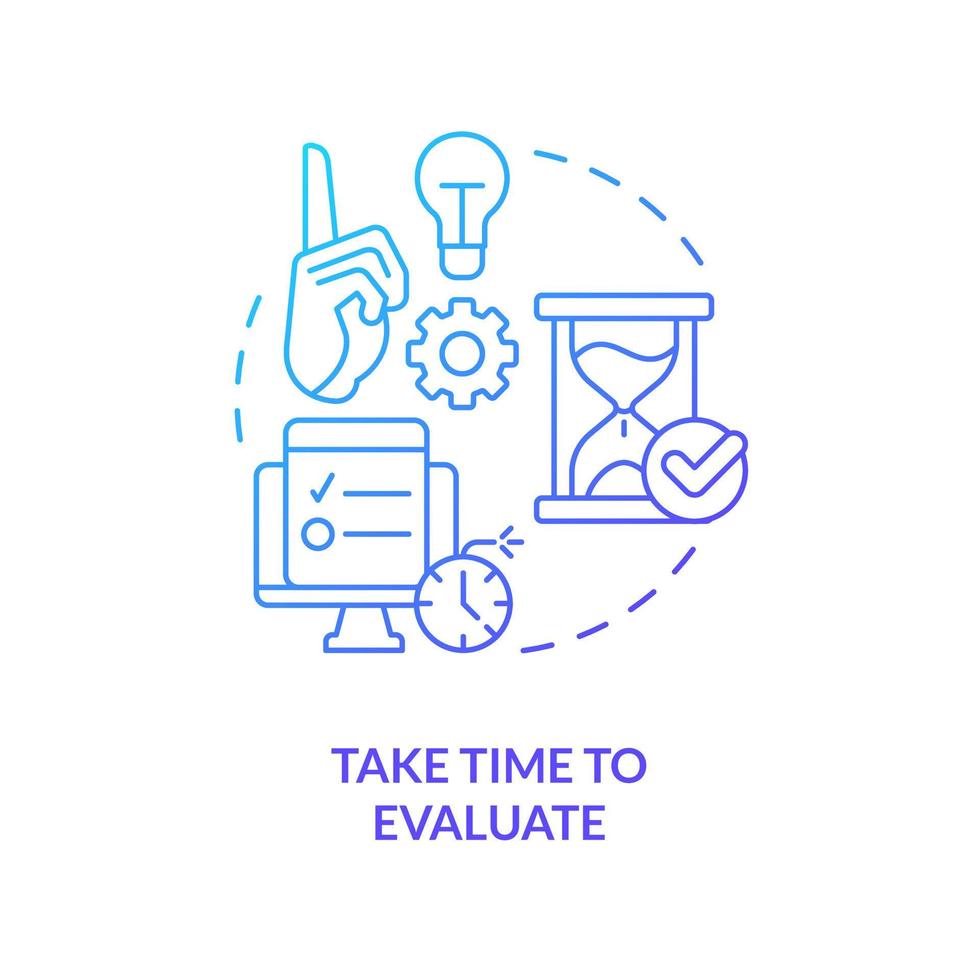 Take time to evaluate blue gradient concept icon vector