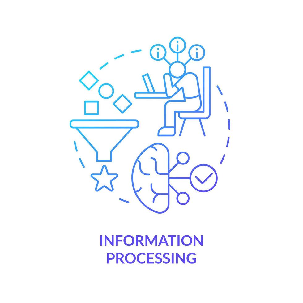 icono de concepto de degradado azul de procesamiento de información vector