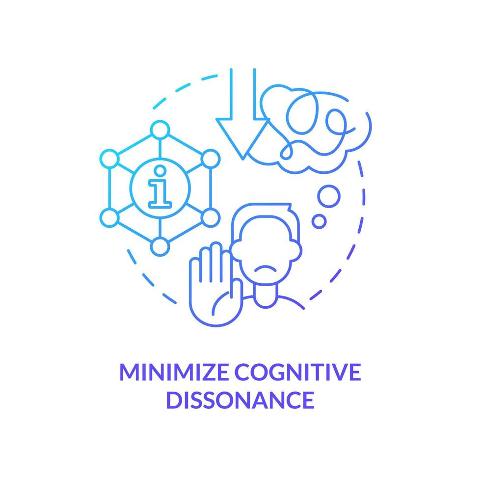 Minimize cognitive dissonance blue gradient concept icon vector