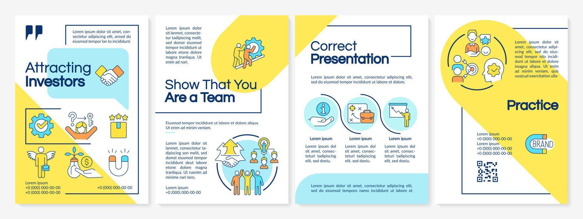 Attracting investors blue and yellow brochure template vector
