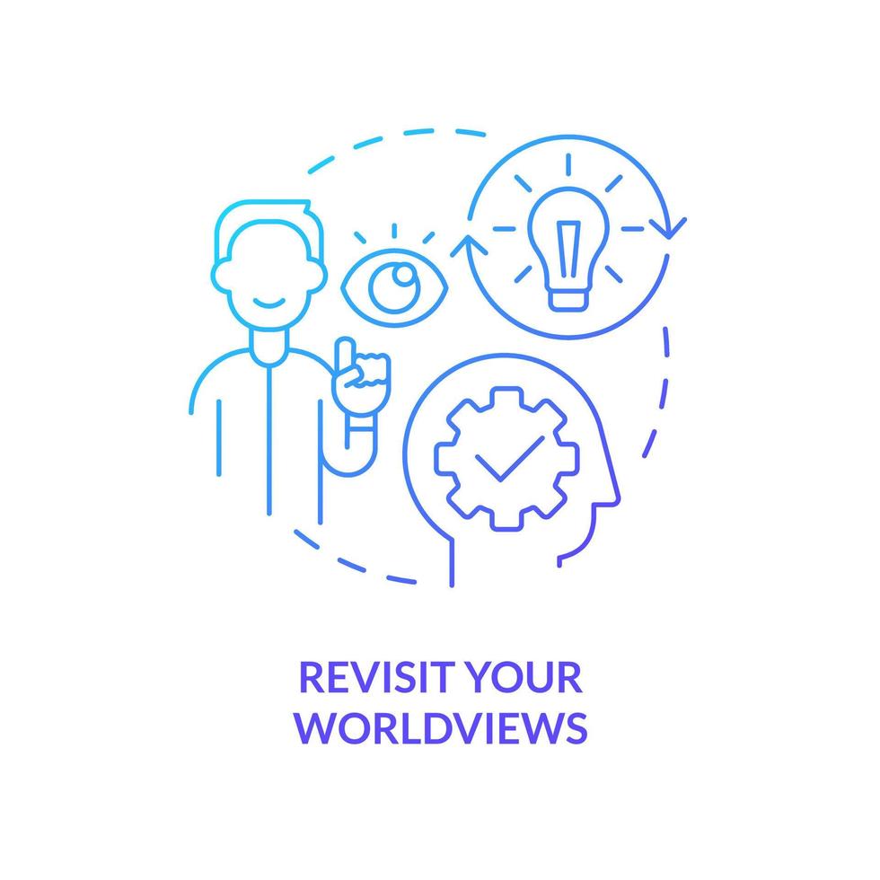 Revisit worldviews blue gradient concept icon vector