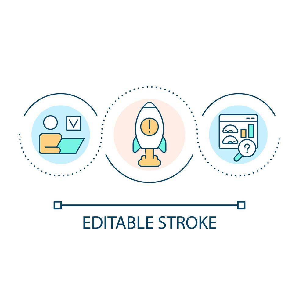 Software production testing loop concept icon vector