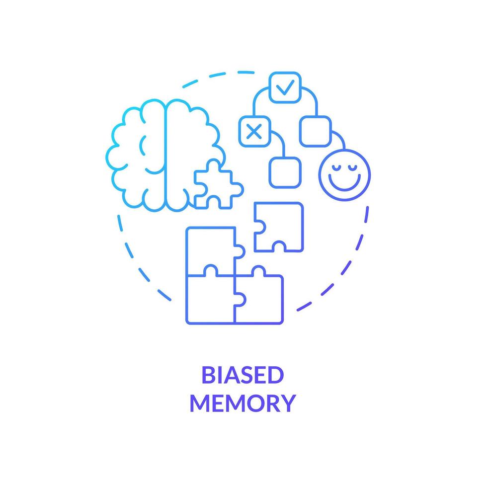Biased memory blue gradient concept icon vector