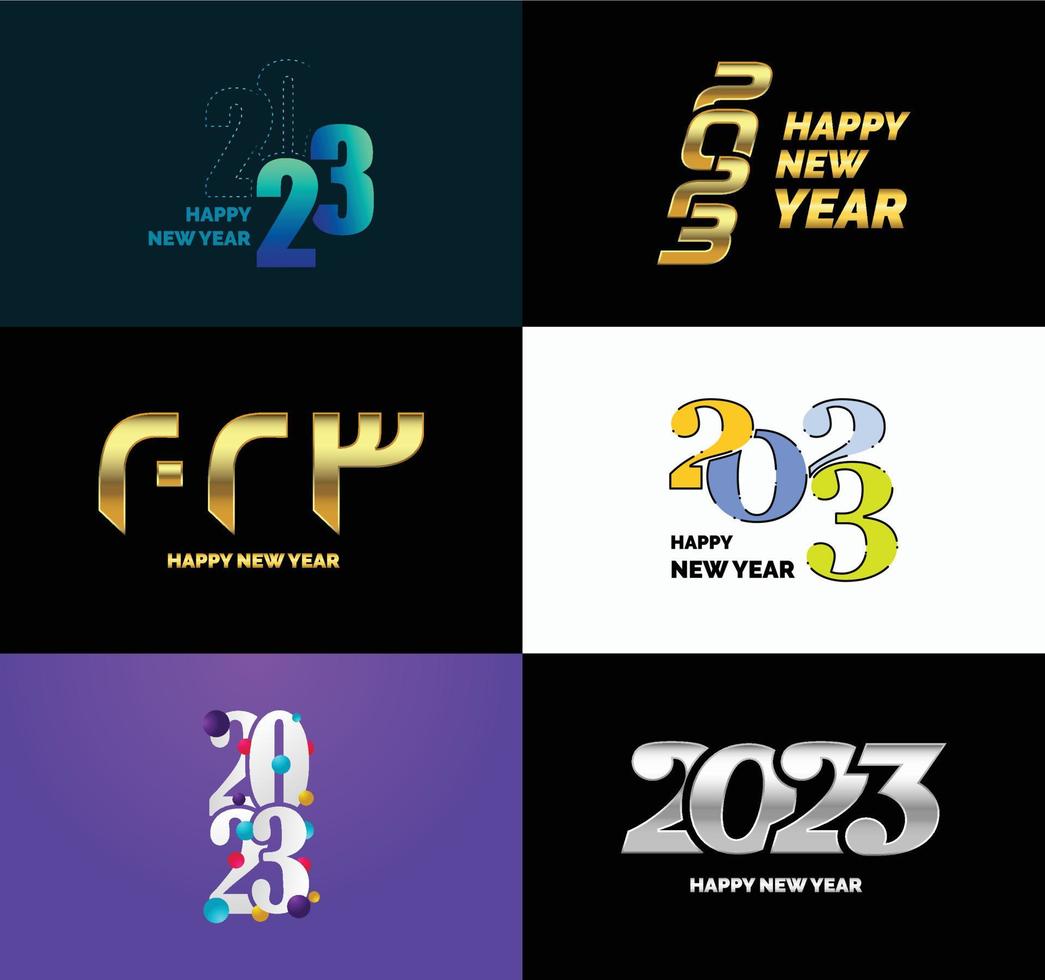 Big Collection of 2023 Happy New Year symbols Cover of business diary for 2023 with wishes vector