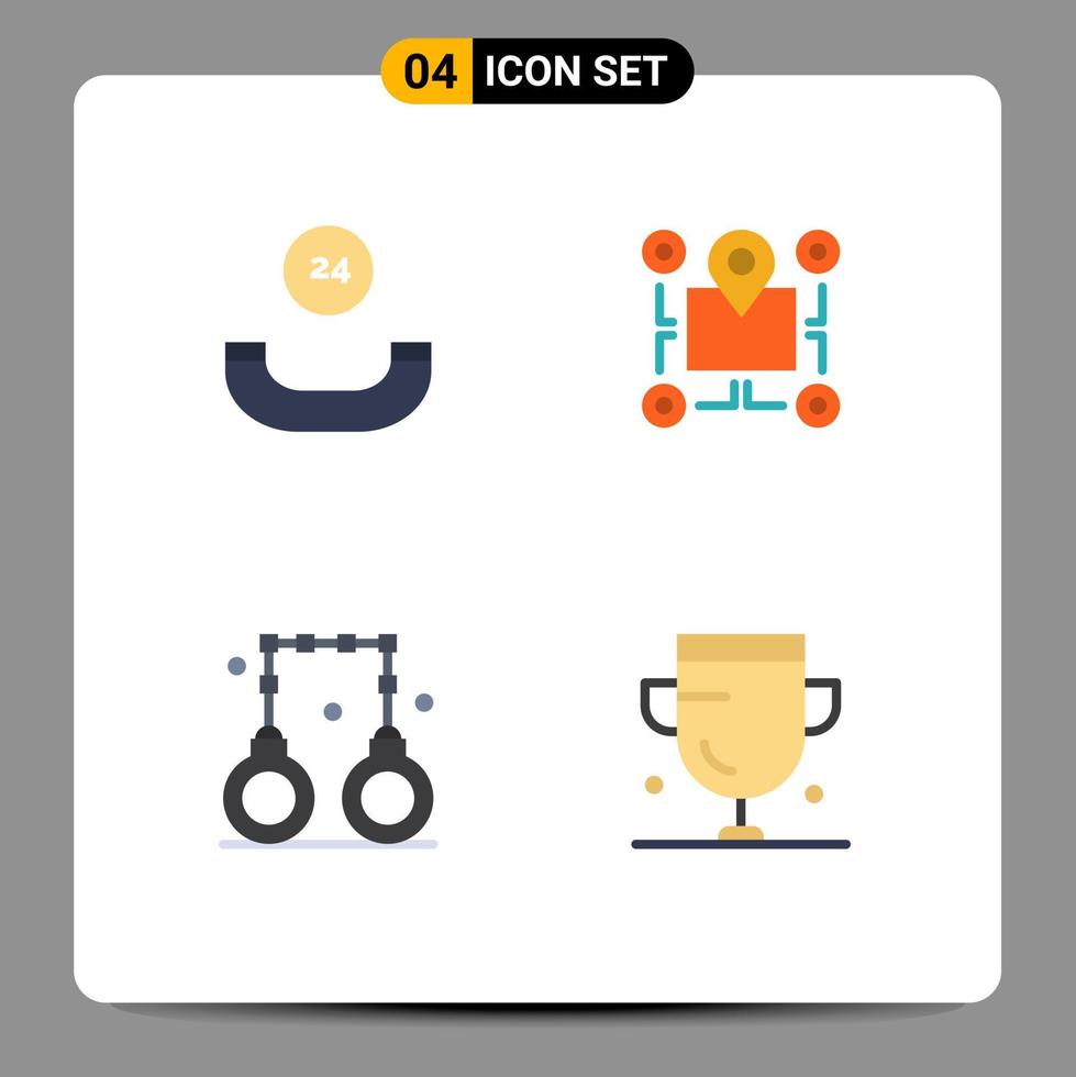 Flat Icon Pack of 4 Universal Symbols of all time lawyer location area police Editable Vector Design Elements