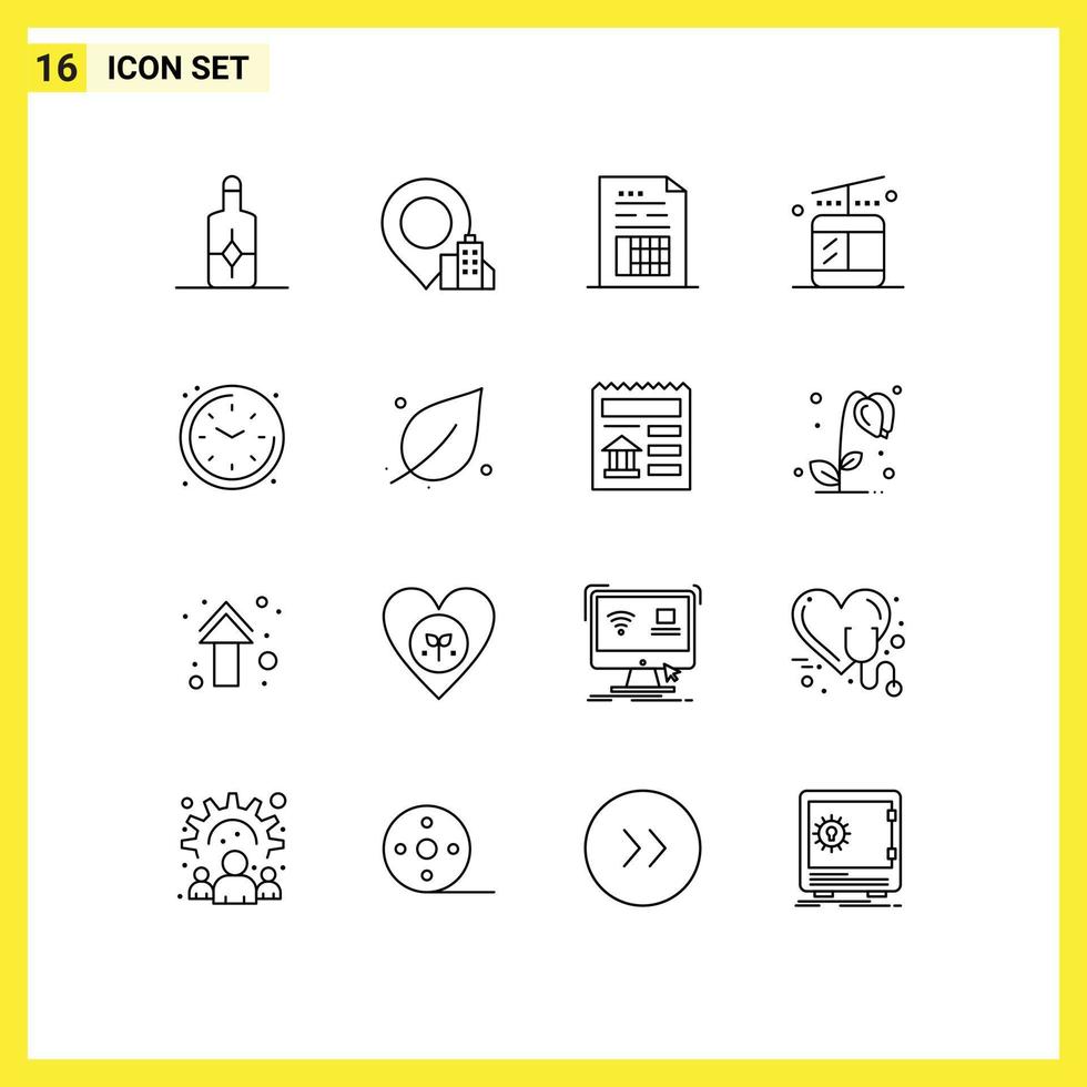 Set of 16 Vector Outlines on Grid for watch living document home regular Editable Vector Design Elements