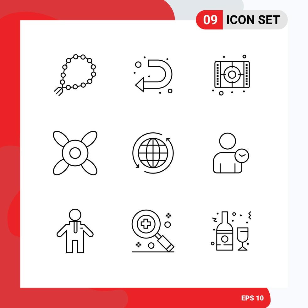 9 Creative Icons Modern Signs and Symbols of internet global left fan paint Editable Vector Design Elements