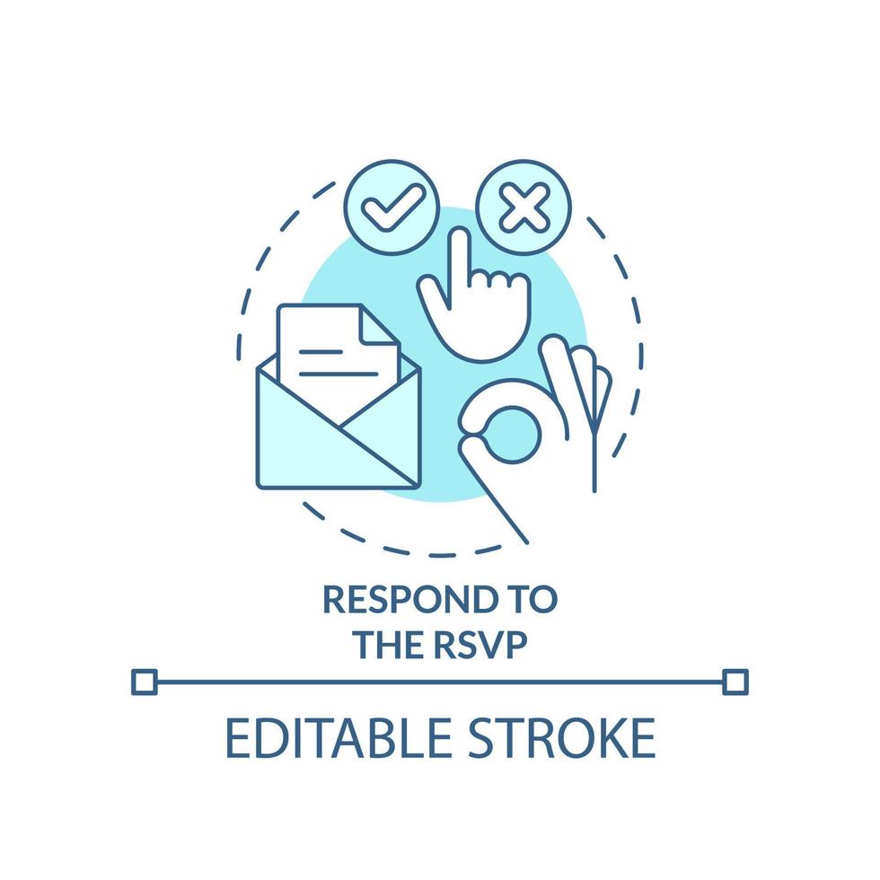 Respond to RSVP turquoise concept icon vector