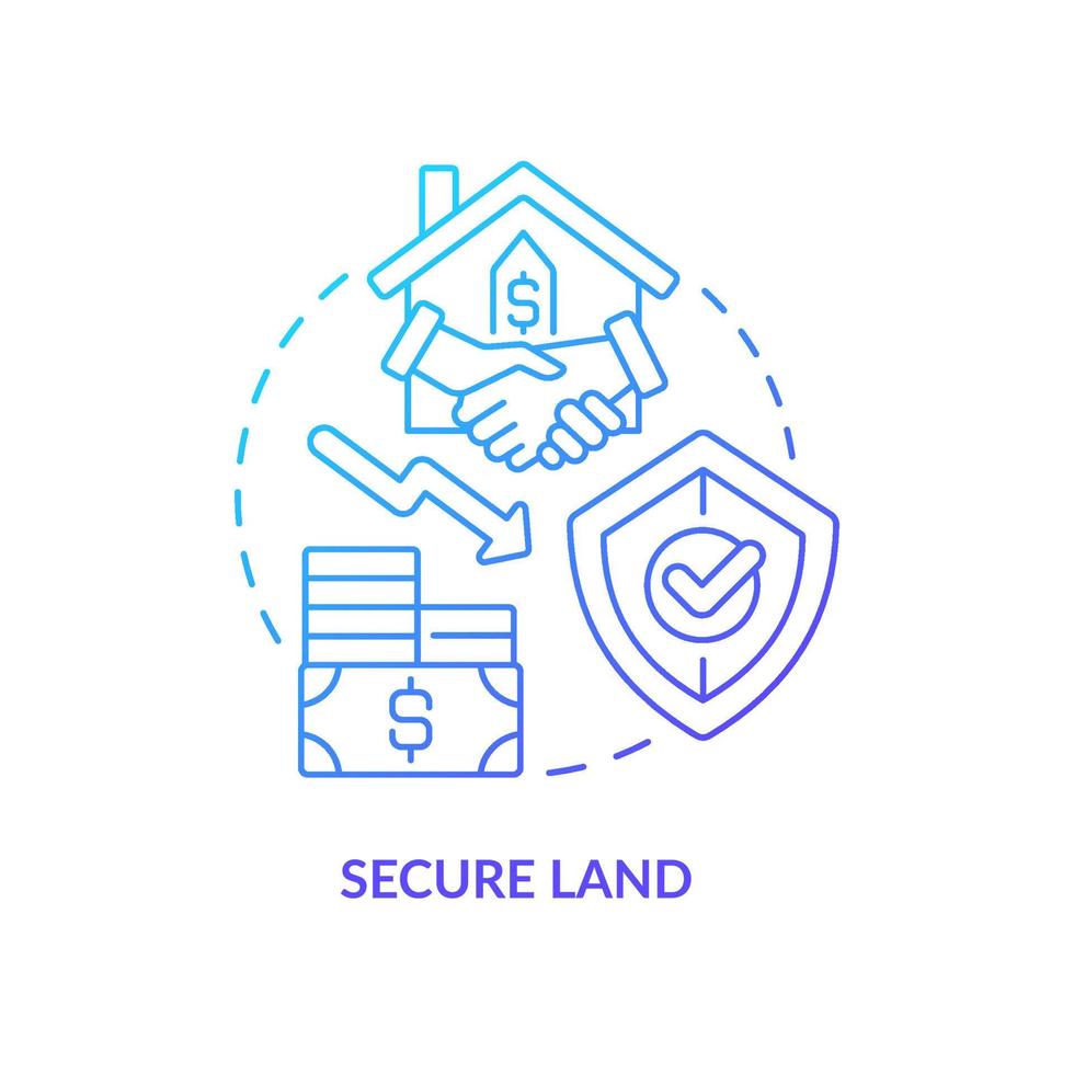 Secure land blue gradient concept icon vector