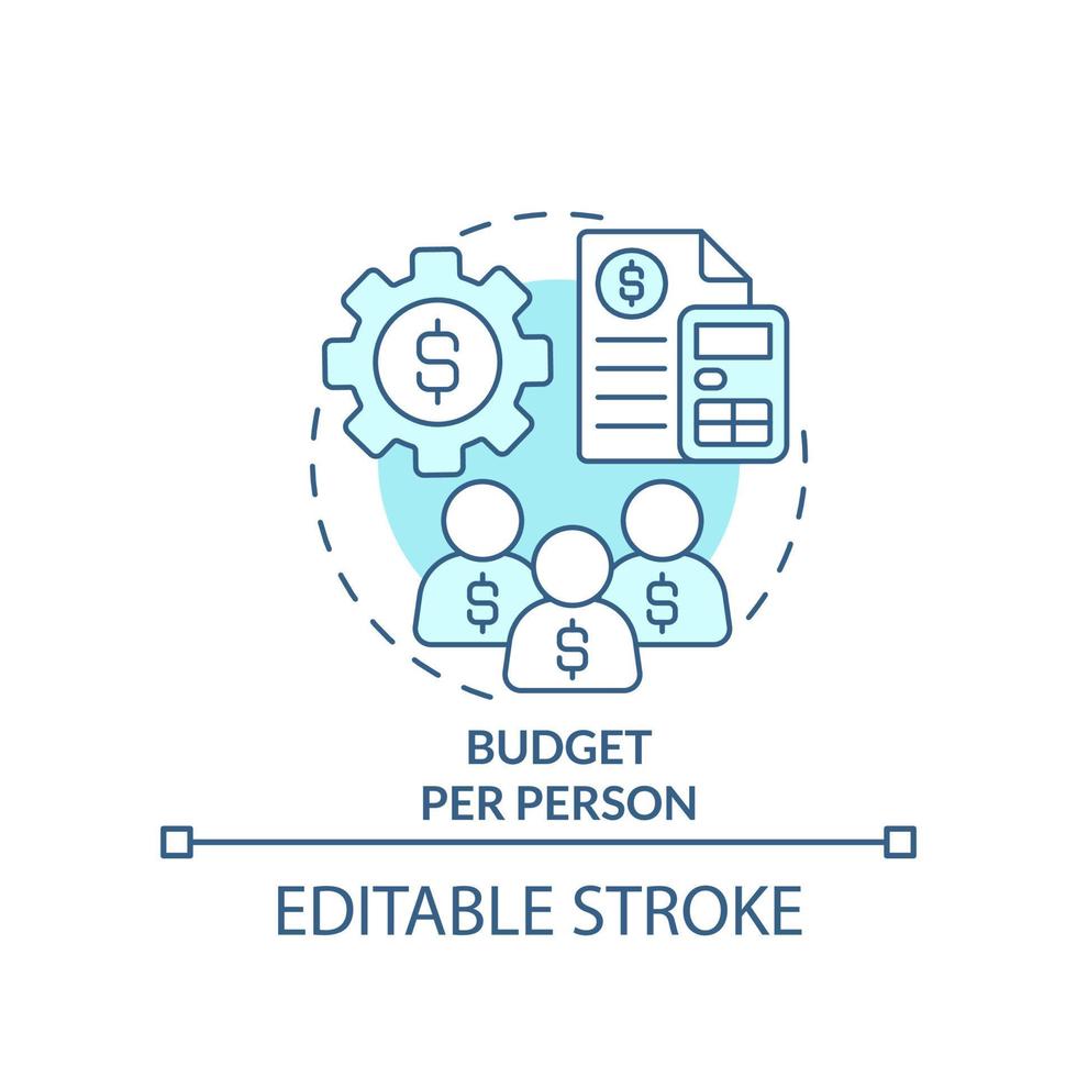 Budget per person turquoise concept icon vector