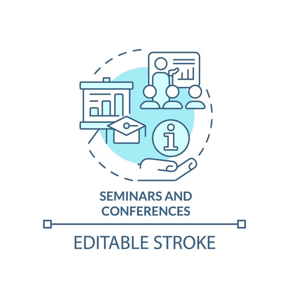 Seminars and conferences turquoise concept icon vector