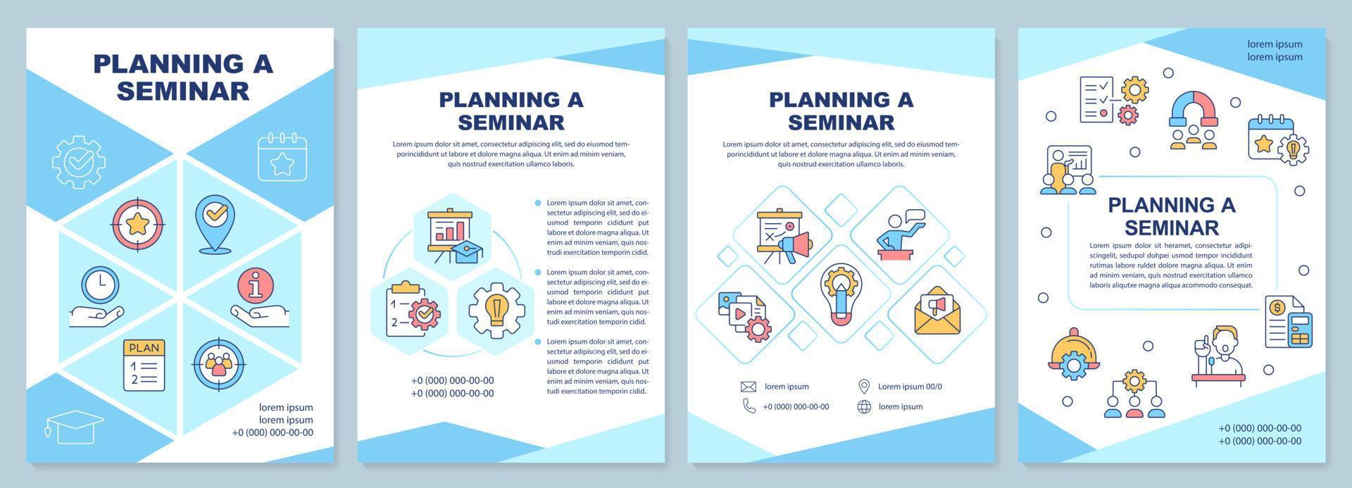 Planning seminar blue brochure template vector