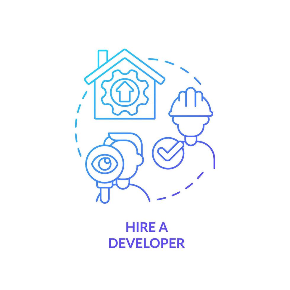Hire developer blue gradient concept icon vector