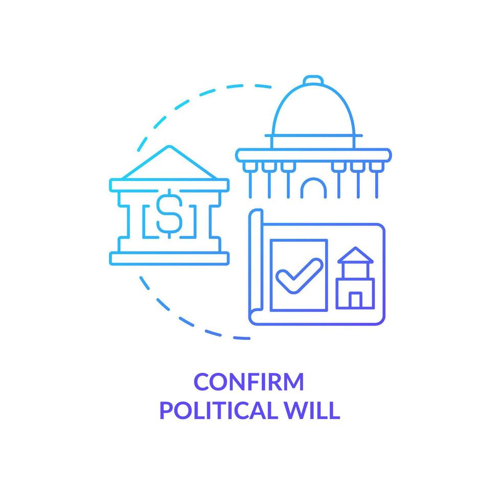Confirm political will blue gradient concept icon vector