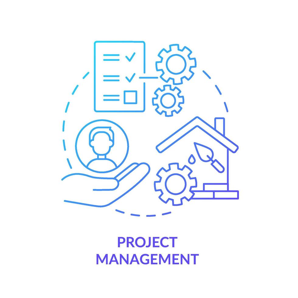 Project management blue gradient concept icon vector