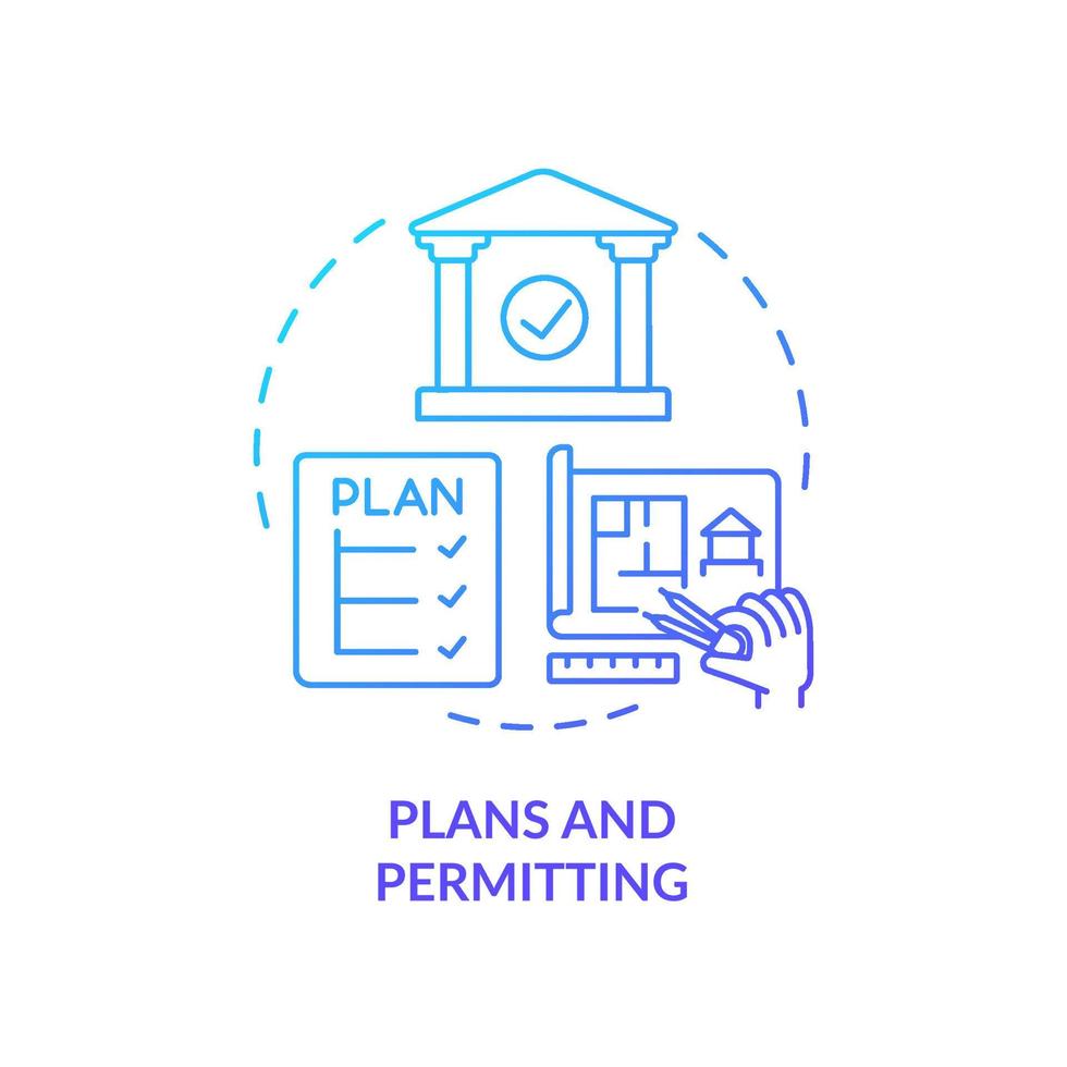 Plans and permitting blue gradient concept icon vector
