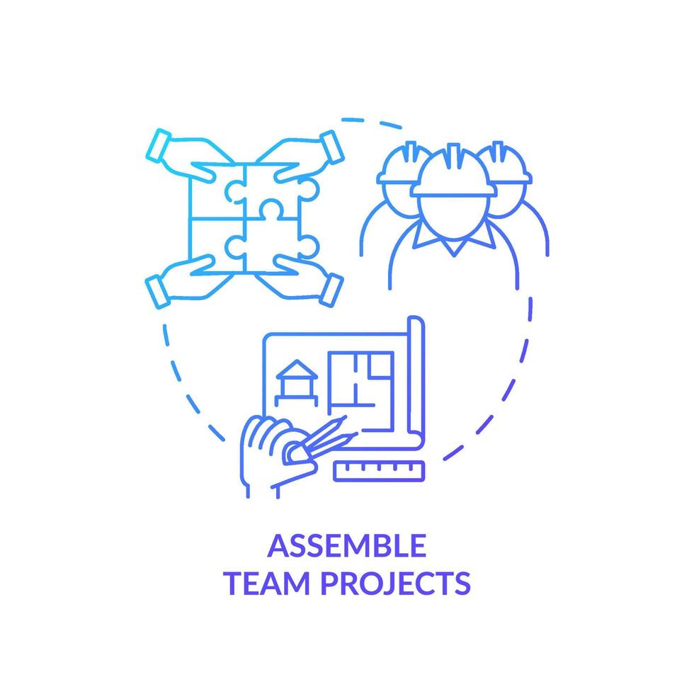 Assemble team projects blue gradient concept icon vector