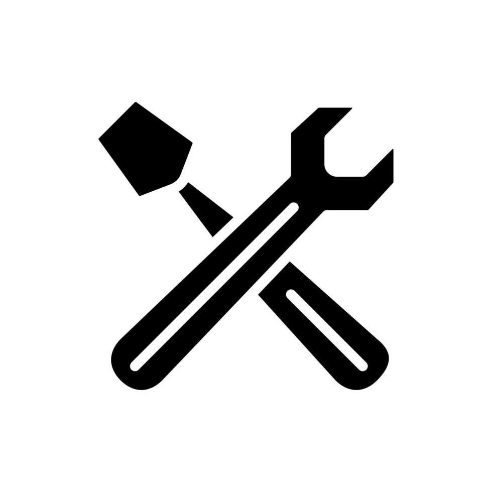 Hand tools black glyph icon vector
