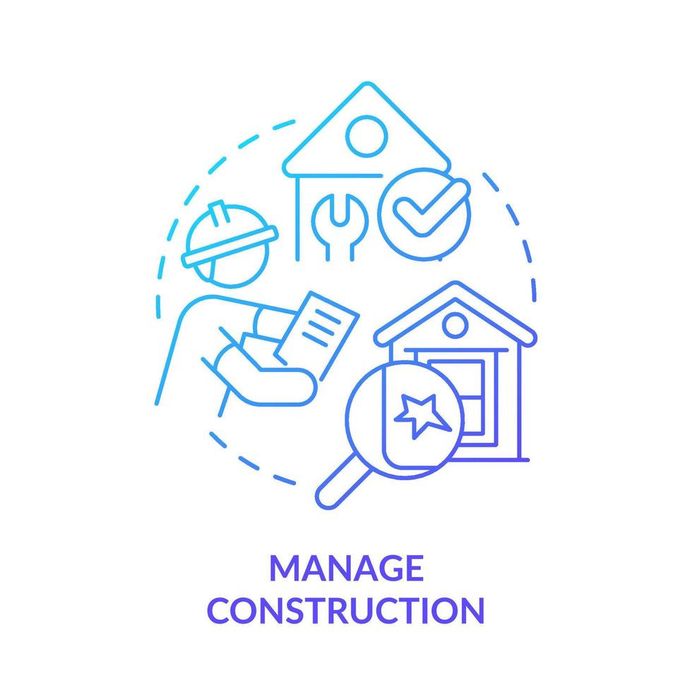 Manage construction blue gradient concept icon vector