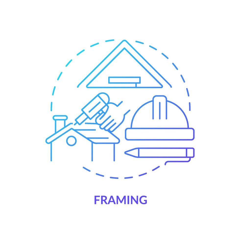 Framing blue gradient concept icon vector