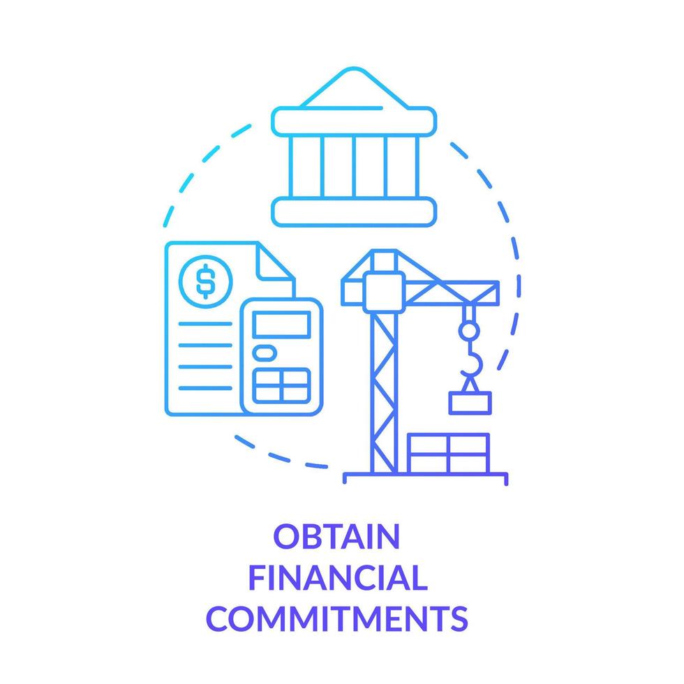 Obtain financial commitments blue gradient concept icon vector