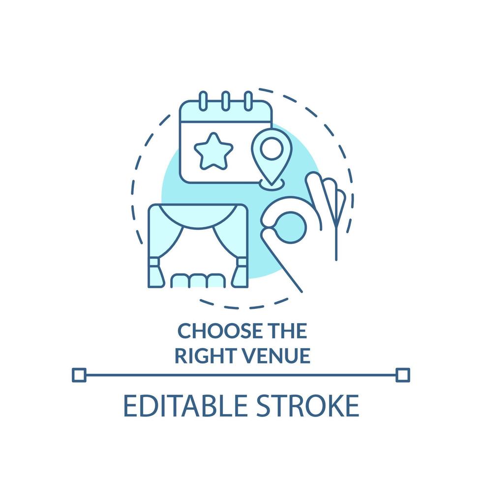 Choose right venue turquoise concept icon vector