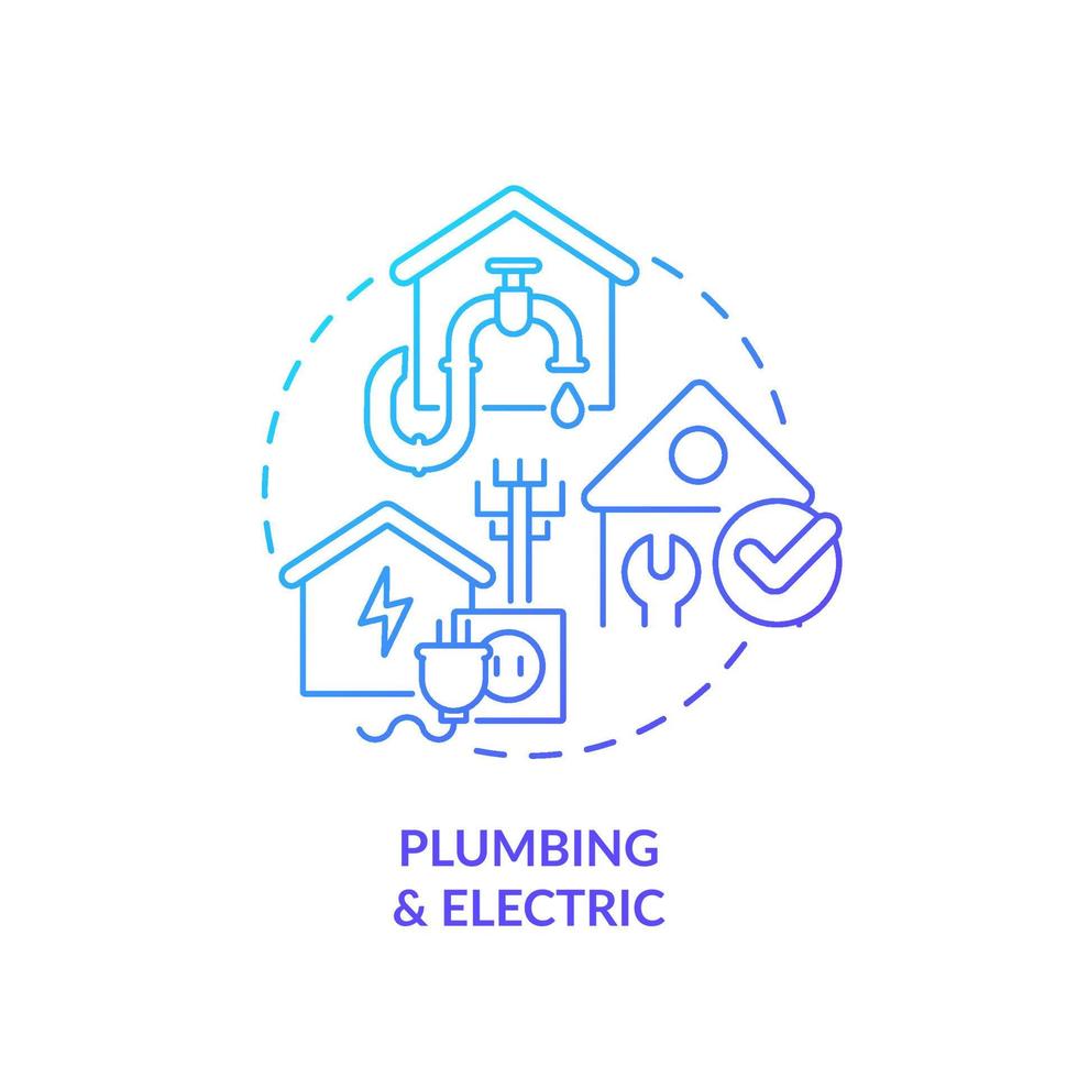 Plumbing and electric blue gradient concept icon vector