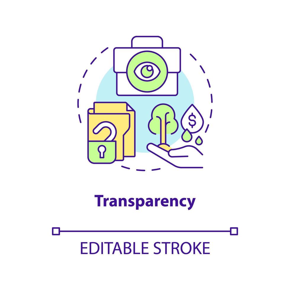 Transparency concept icon. Level of trust in startup. Reliable business. Profitable abstract idea thin line illustration. Isolated outline drawing. Editable stroke. Arial, Myriad Pro-Bold fonts used vector