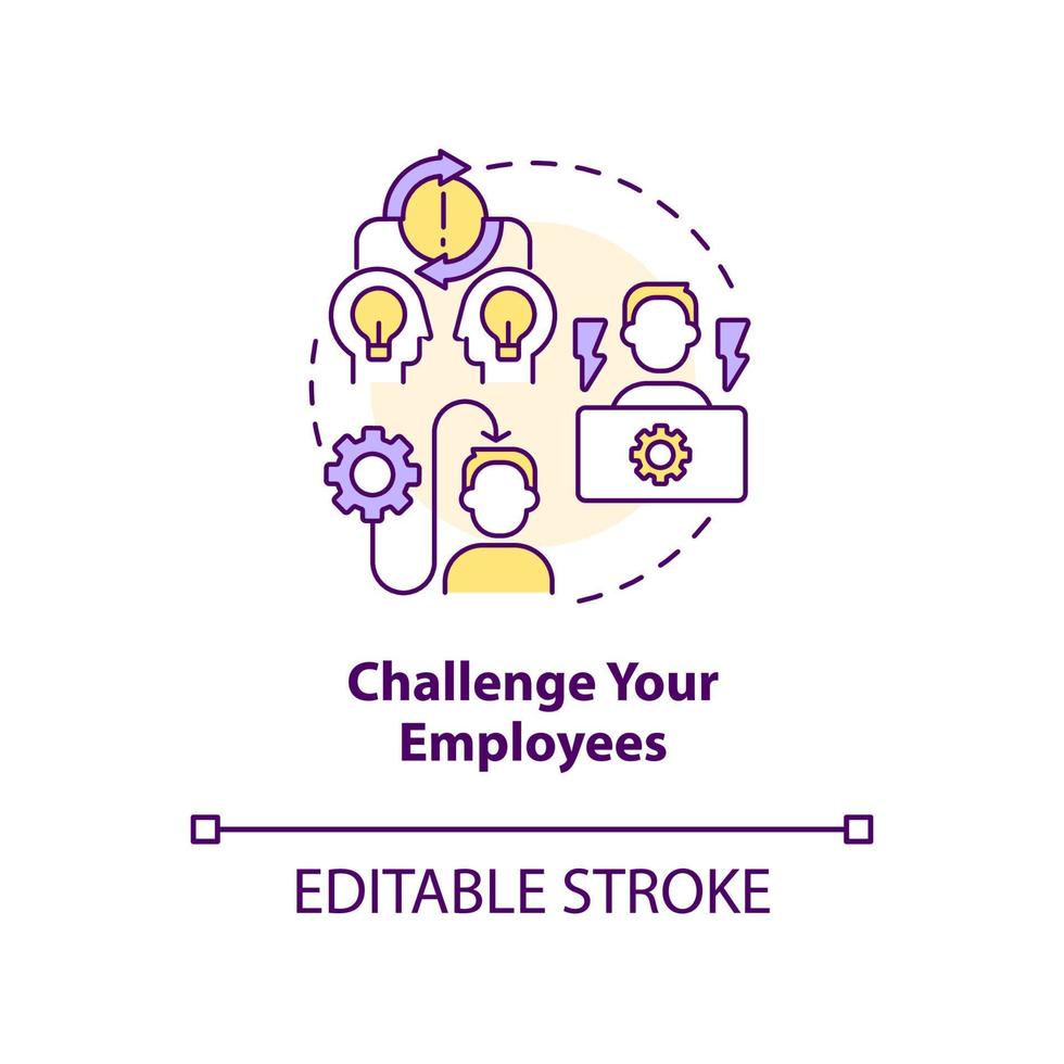 Challenge your employees concept icon. Push out of comfort zone. Upgrade workforce abstract idea thin line illustration. Isolated outline drawing. Editable stroke vector