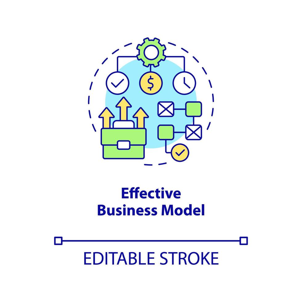 Effective business model concept icon. Profitable startup plan. Generate income abstract idea thin line illustration. Isolated outline drawing. Editable stroke. Arial, Myriad Pro-Bold fonts used vector