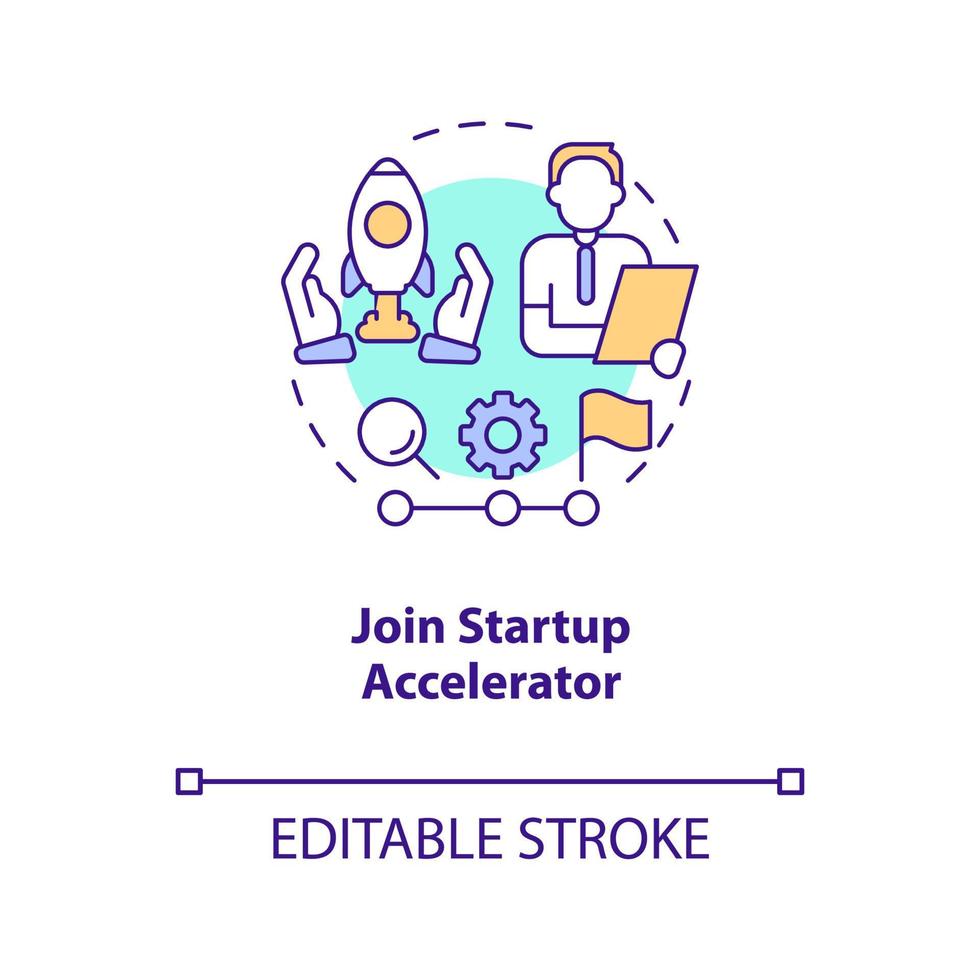 Join startup accelerator concept icon. Entrepreneur program. Small business abstract idea thin line illustration. Isolated outline drawing. Editable stroke. Arial, Myriad Pro-Bold fonts used vector