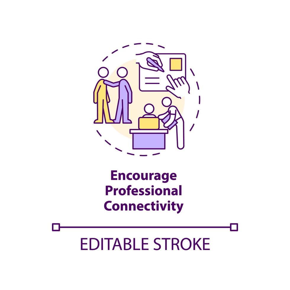 Encourage professional connectivity concept icon. Employee engagement communications abstract idea thin line illustration. Isolated outline drawing. Editable stroke vector