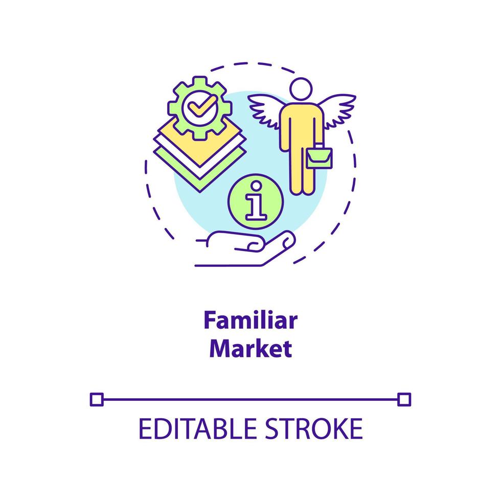 Familiar market concept icon. Experience in industry. Startup investors. Business abstract idea thin line illustration. Isolated outline drawing. Editable stroke. Arial, Myriad Pro-Bold fonts used vector