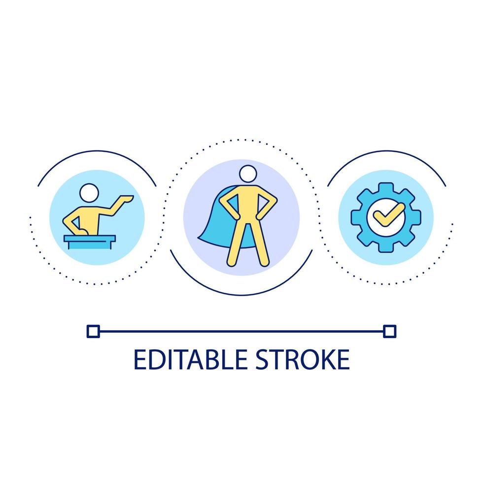 Increase self-esteem loop concept icon. Develop professional confidence. Boosting skills and knowledge abstract idea thin line illustration. Isolated outline drawing. Editable stroke vector