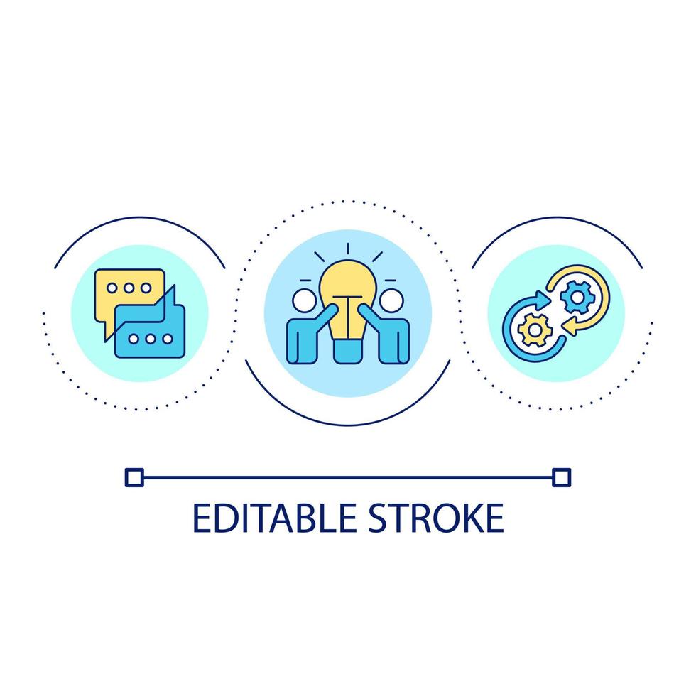 Exchange of ideas loop concept icon. Sharing insights. Providing information support abstract idea thin line illustration. Isolated outline drawing. Editable stroke vector