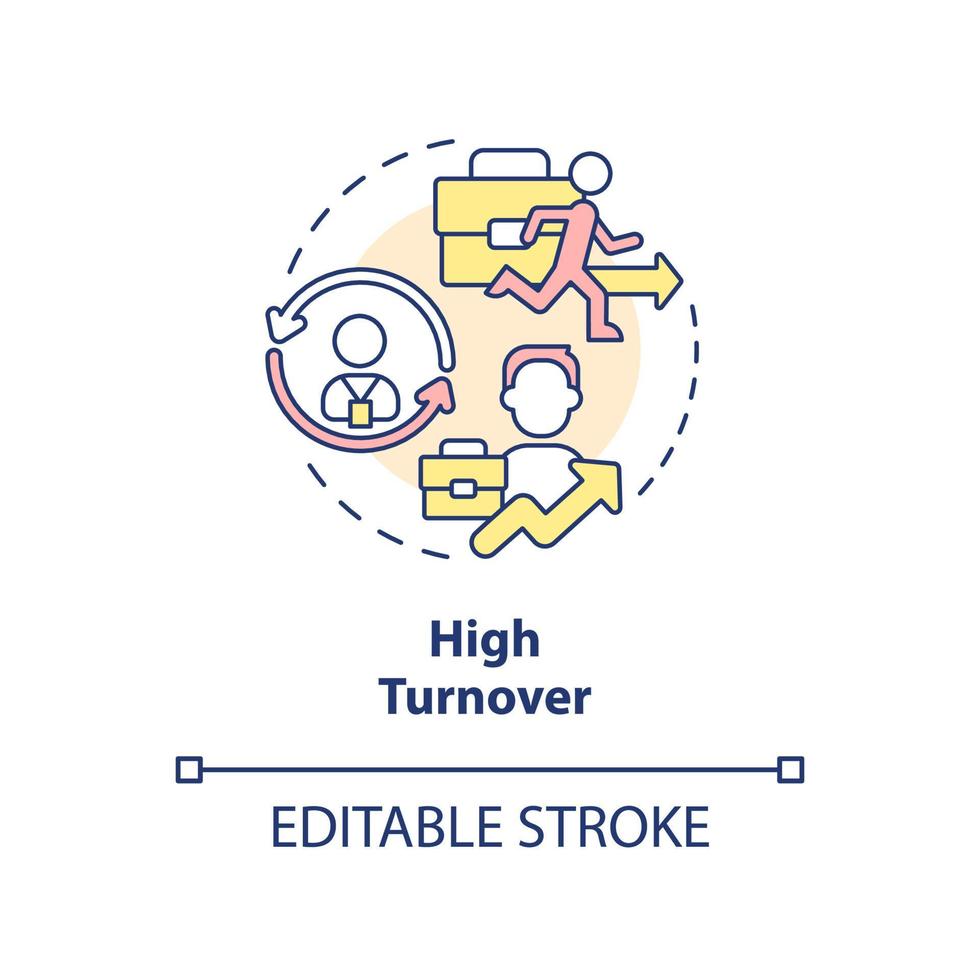 High turnover concept icon. Low workforce satisfaction. Employee termination abstract idea thin line illustration. Isolated outline drawing. Editable stroke vector