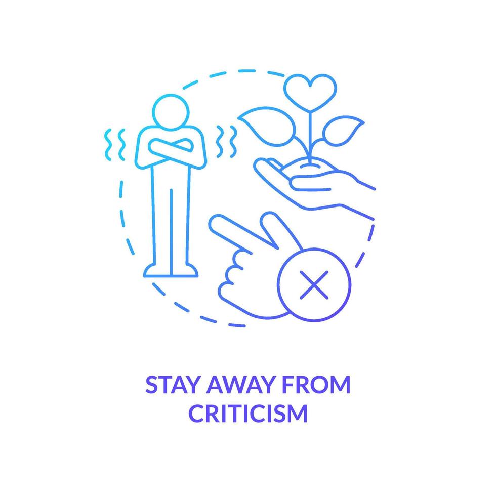 Stay away from criticism blue gradient concept icon. Solving marital problems abstract idea thin line illustration. Survive toxicity. Isolated outline drawing. Myriad Pro-Bold font used vector