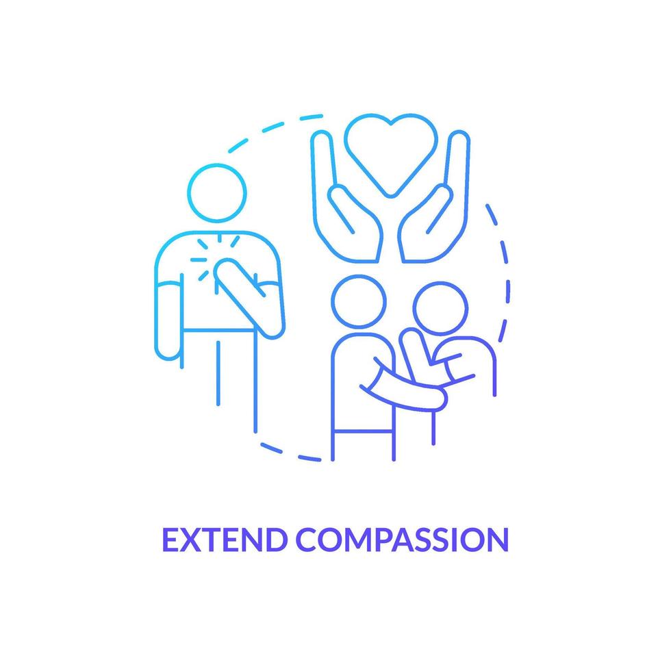 Extend compassion blue gradient concept icon. Fixing relationship abstract idea thin line illustration. Empathy and kindness. Unconditional love. Isolated outline drawing. Myriad Pro-Bold font used vector