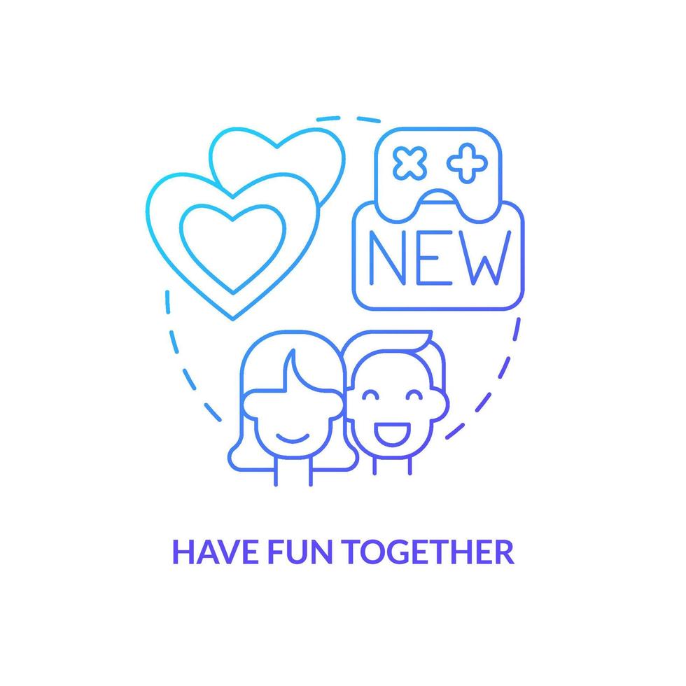 Have fun together blue gradient concept icon. Keep spark alive in relationship abstract idea thin line illustration. Exploring new hobby. Isolated outline drawing. Myriad Pro-Bold font used vector