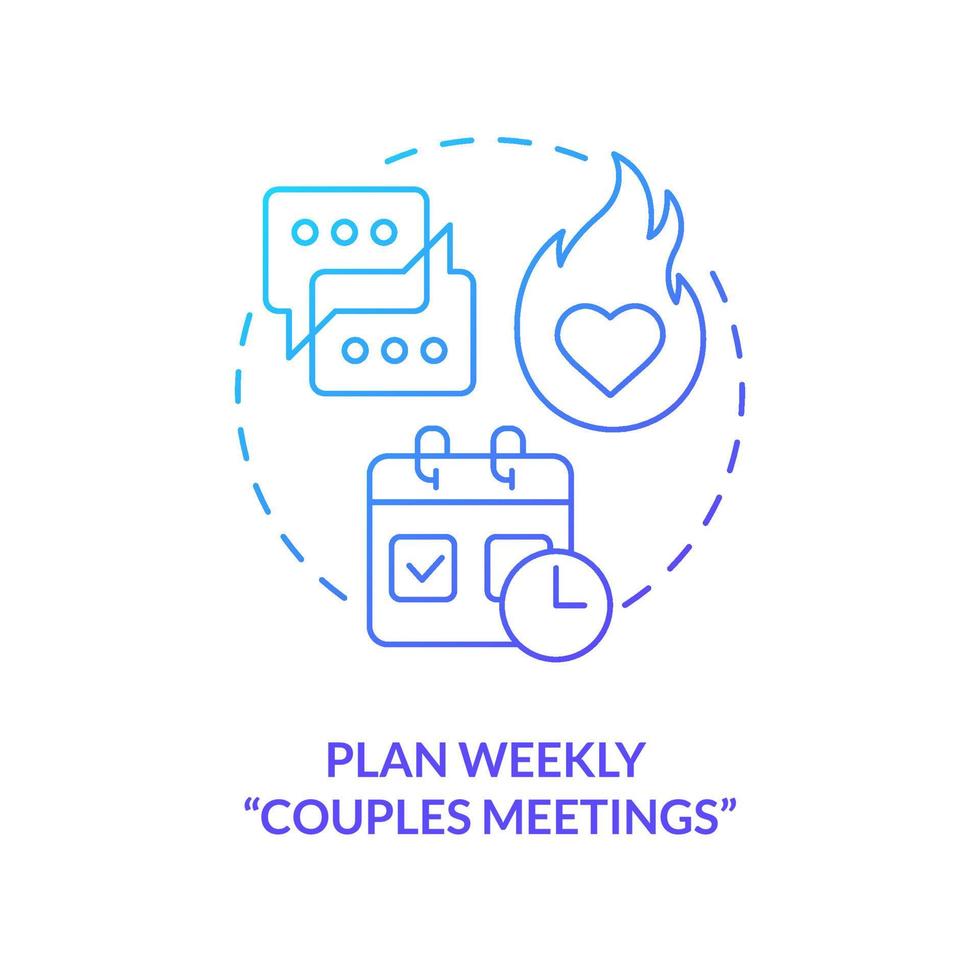 Plan weekly couples meetings blue gradient concept icon. Fixing relationship when living together abstract idea thin line illustration. Isolated outline drawing. Myriad Pro-Bold font used vector