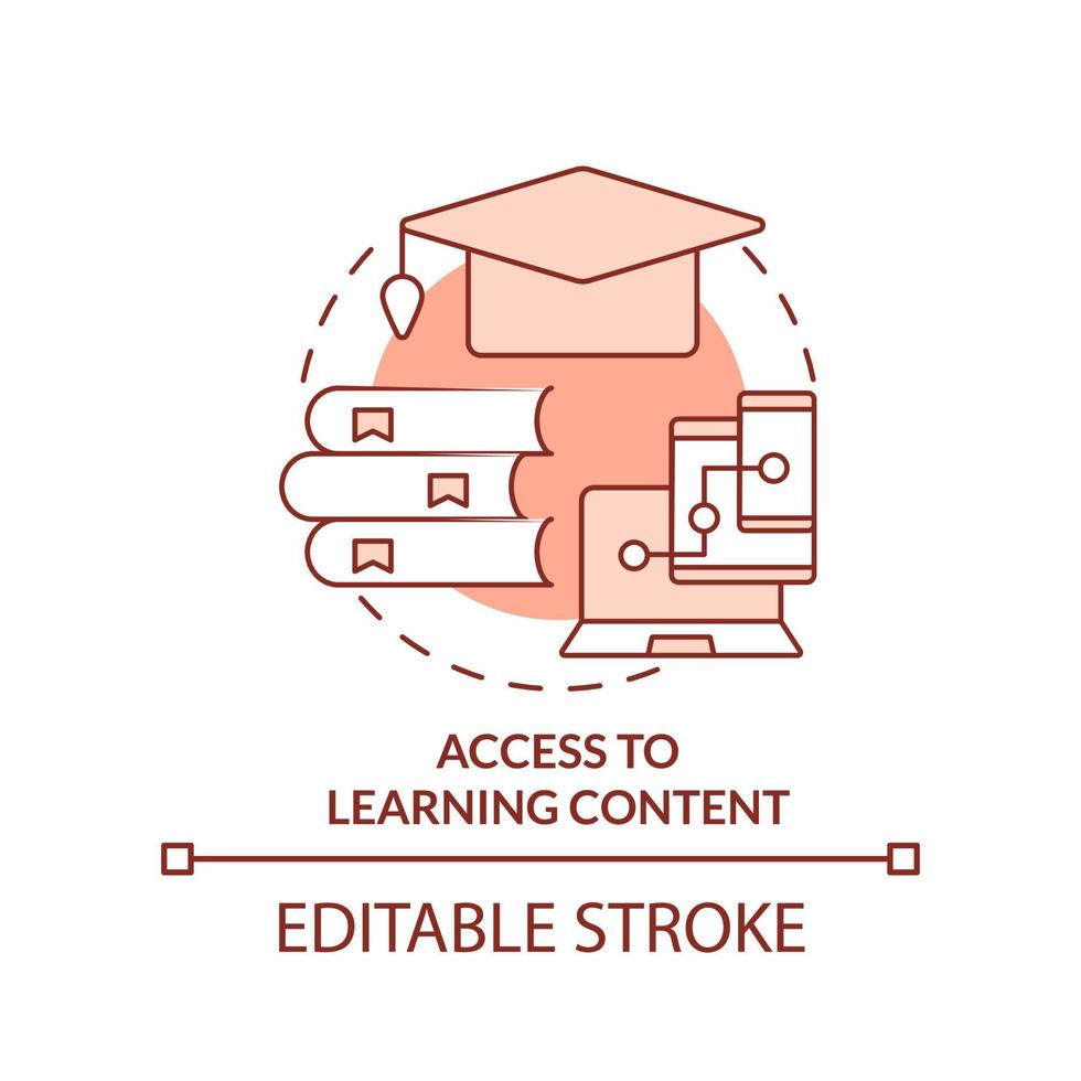 Access to learning content terracotta concept icon. Issue in corporate training abstract idea thin line illustration. Isolated outline drawing. Editable stroke vector