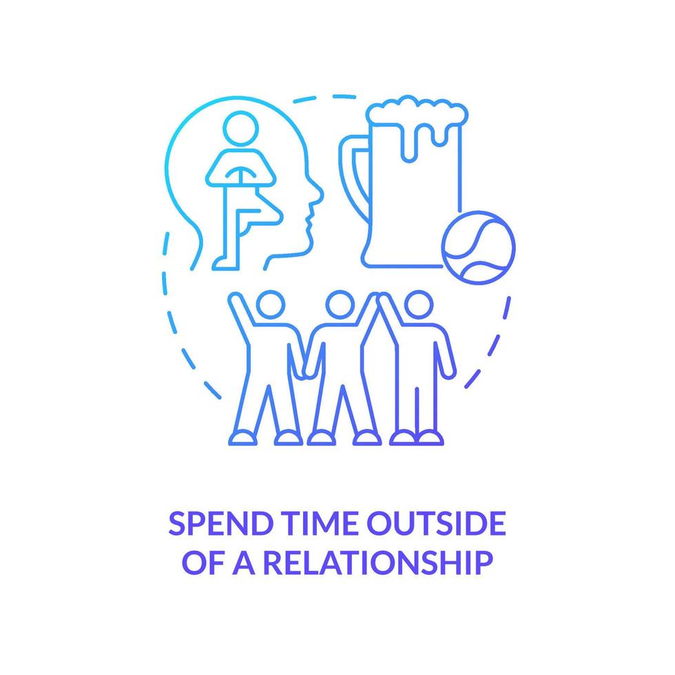 Spend time outside of relationship blue gradient concept icon. Live-in relationship rule for couple abstract idea thin line illustration. Isolated outline drawing. Myriad Pro-Bold font used vector