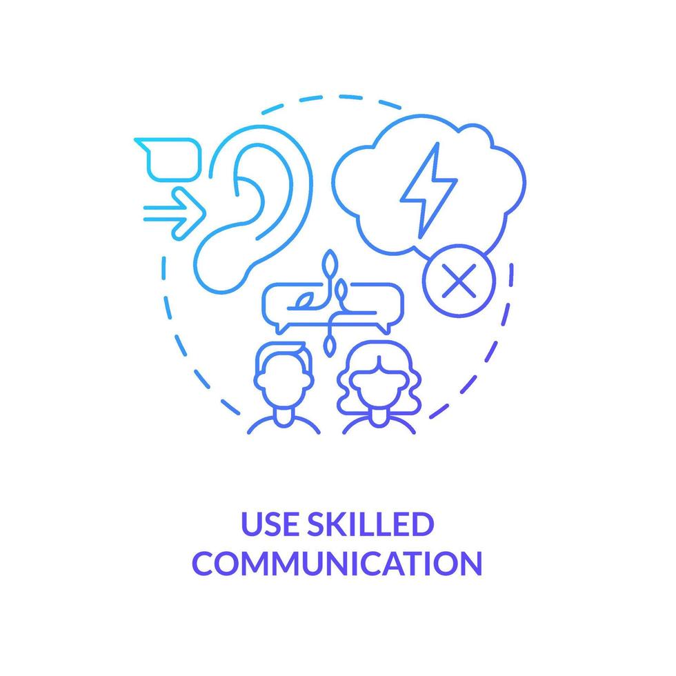 Use skilled communication blue gradient concept icon. Fixing relationship after big fight abstract idea thin line illustration. Active listening. Isolated outline drawing. Myriad Pro-Bold font used vector