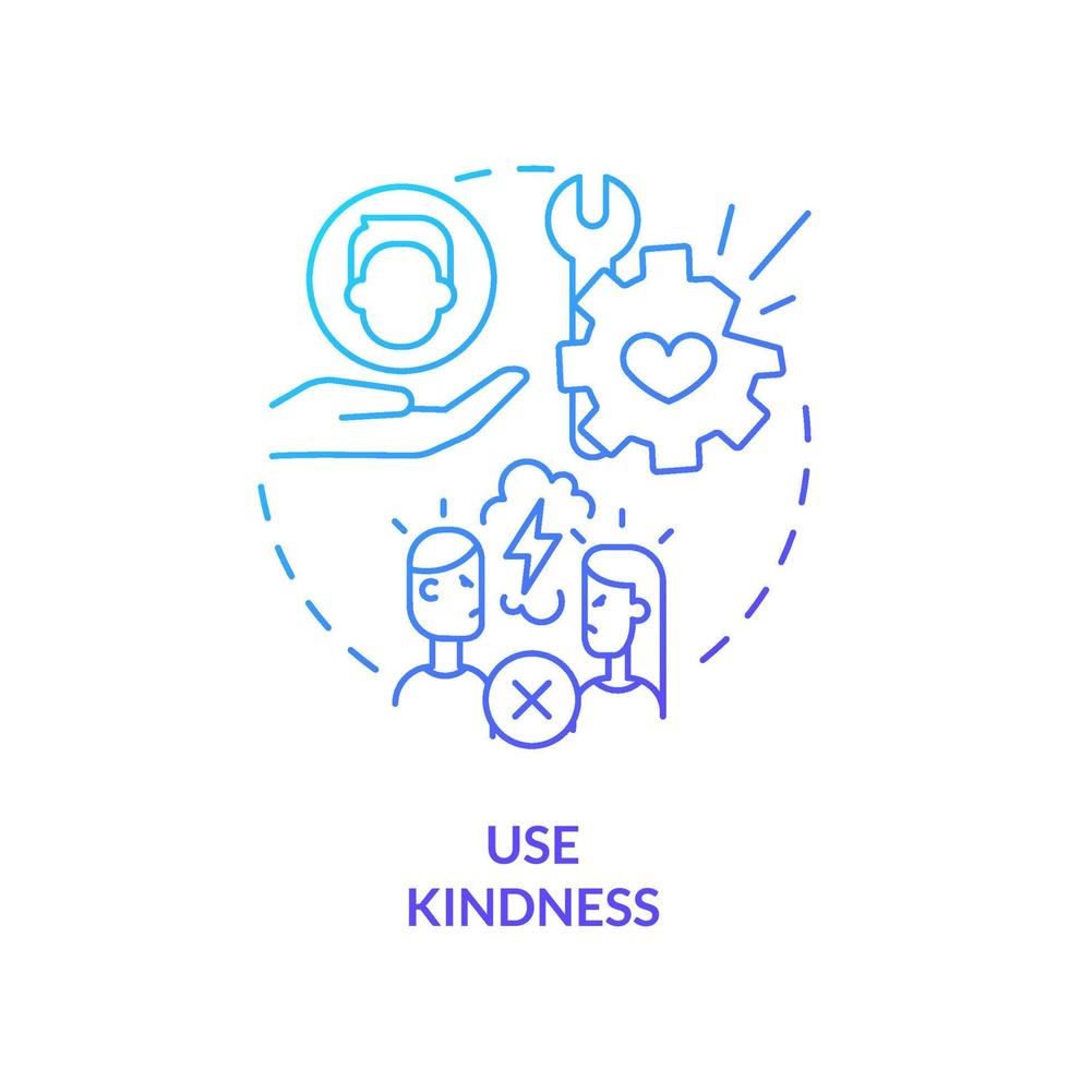 Use kindness blue gradient concept icon. Fixing broken marriage abstract idea thin line illustration. Conflict resolution. Being generous to spouse. Isolated outline drawing. Myriad Pro-Bold font used vector