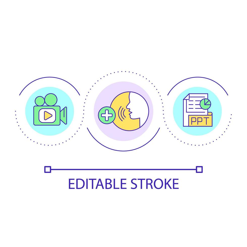 Visual presentation with voice over loop concept icon vector