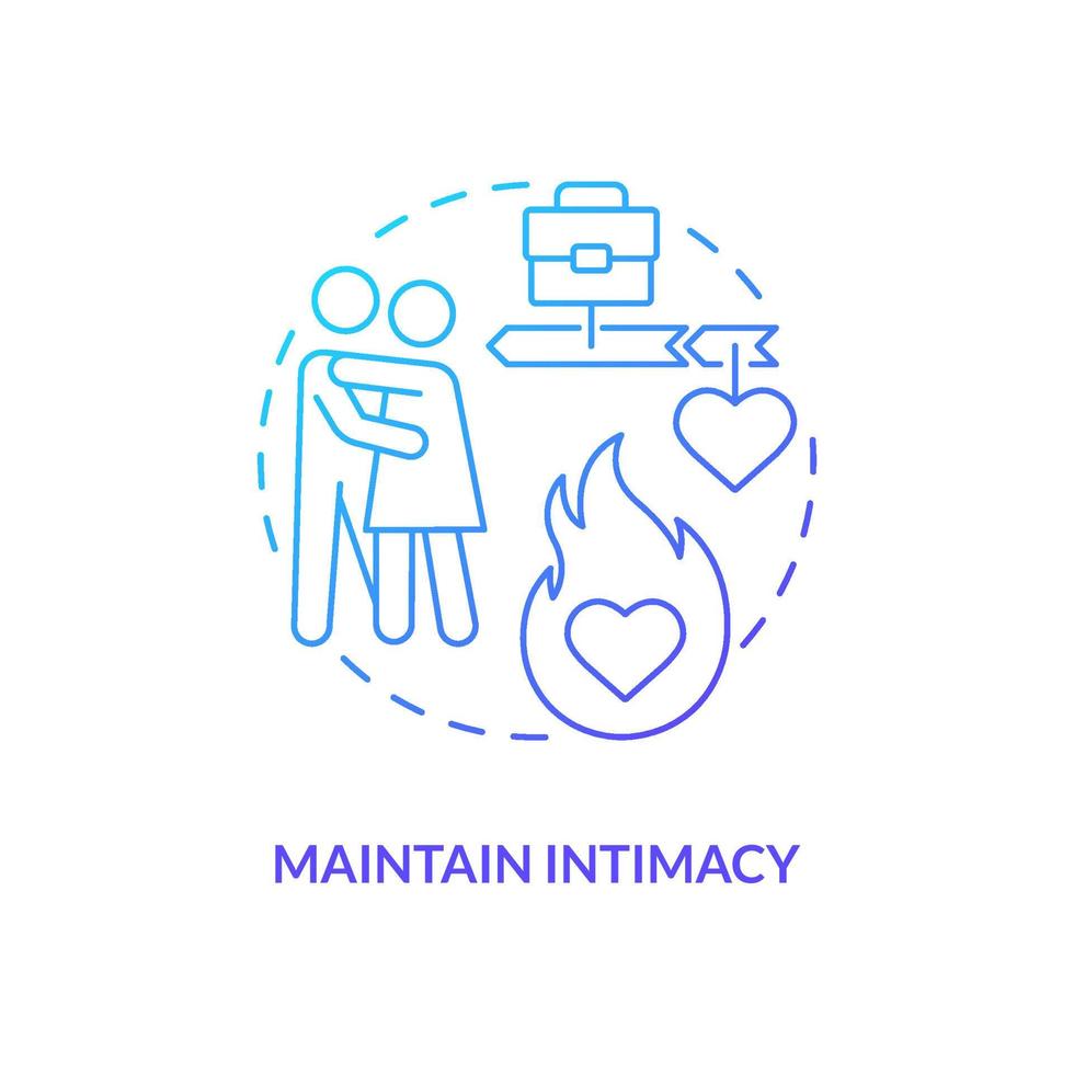 Maintain intimacy blue gradient concept icon. Keep passion in relationship abstract idea thin line illustration. Intimate connection. Isolated outline drawing. Myriad Pro-Bold font used vector